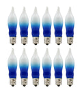 12 Pack Blue & White Flame Tip Incandescent Bulbs, 7W 120V, E12 Candelabra Base, Ideal for Electric Menorah, Window Candles, Chandeliers, Sconces & Holiday Décor