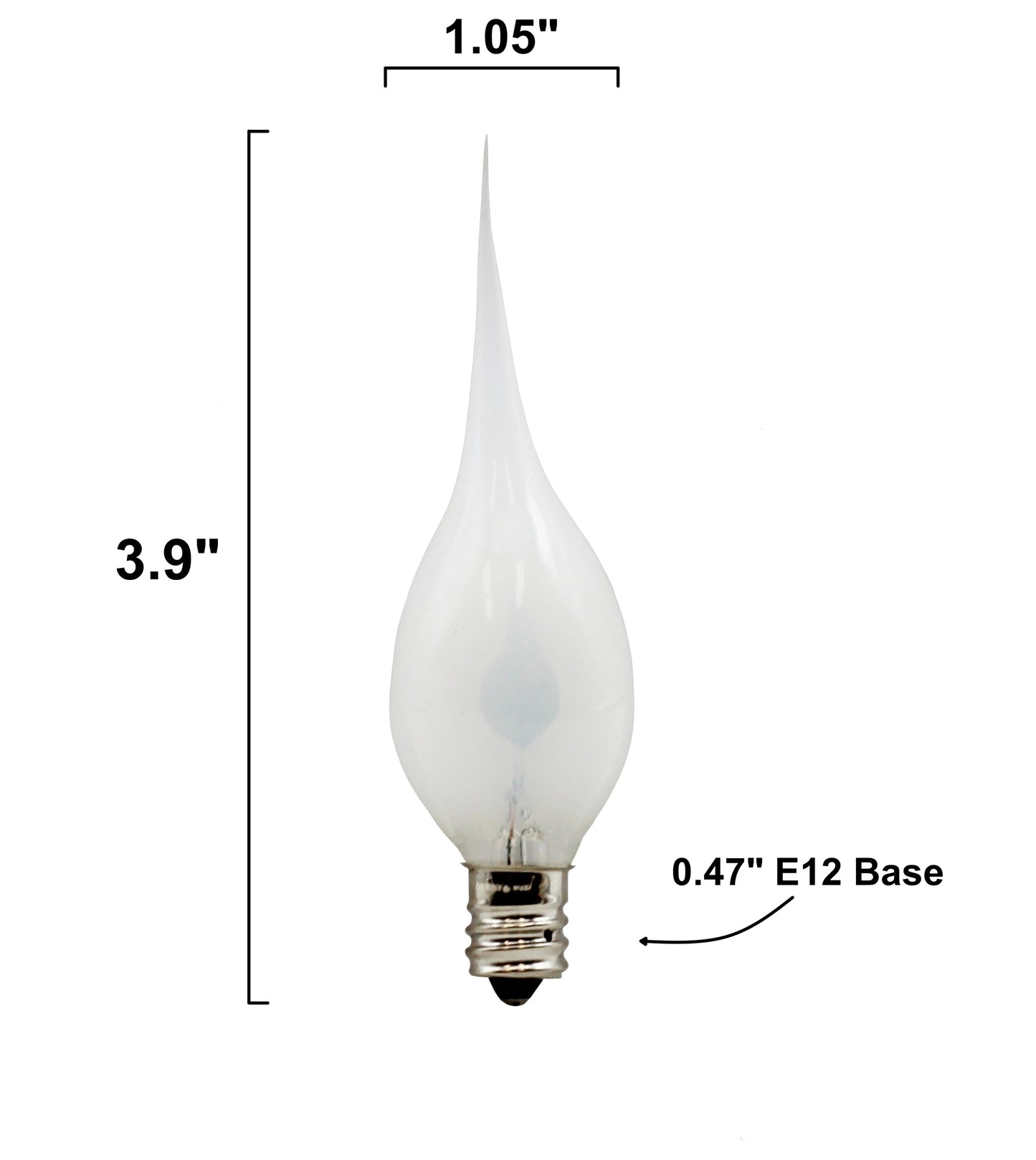 Silicone Dipped Flicker Flame C7 Bulbs, 1W 120V, E12 Candelabra Base - - detail
