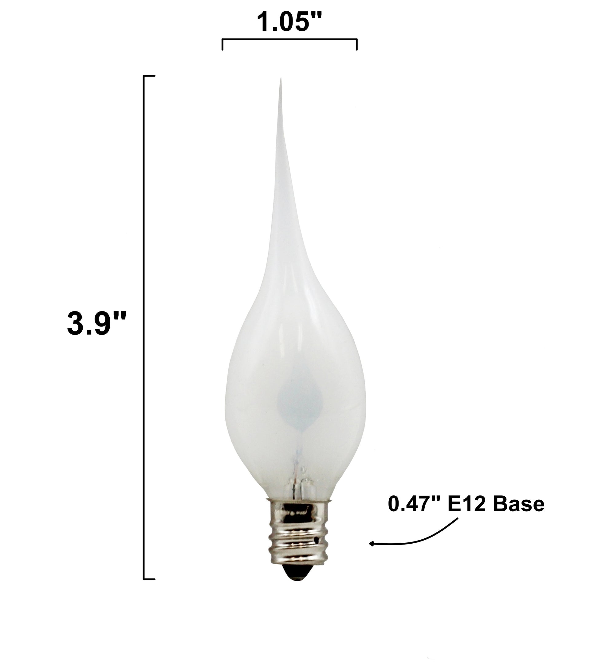 Silicone Dipped Flicker Flame C7 Bulbs, 1W 120V, E12 Candelabra Base - - detail