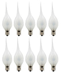 Silicone Dipped Flicker Flame C7 Bulbs, 1W 120V, E12 Candelabra Base - Replacement for Window Candles, Chandeliers & String Lights | 10 Pack