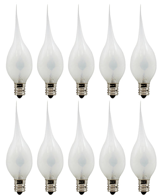 Silicone Dipped Flicker Flame C7 Bulbs, 1W 120V, E12 Candelabra Base - - glass, for night light