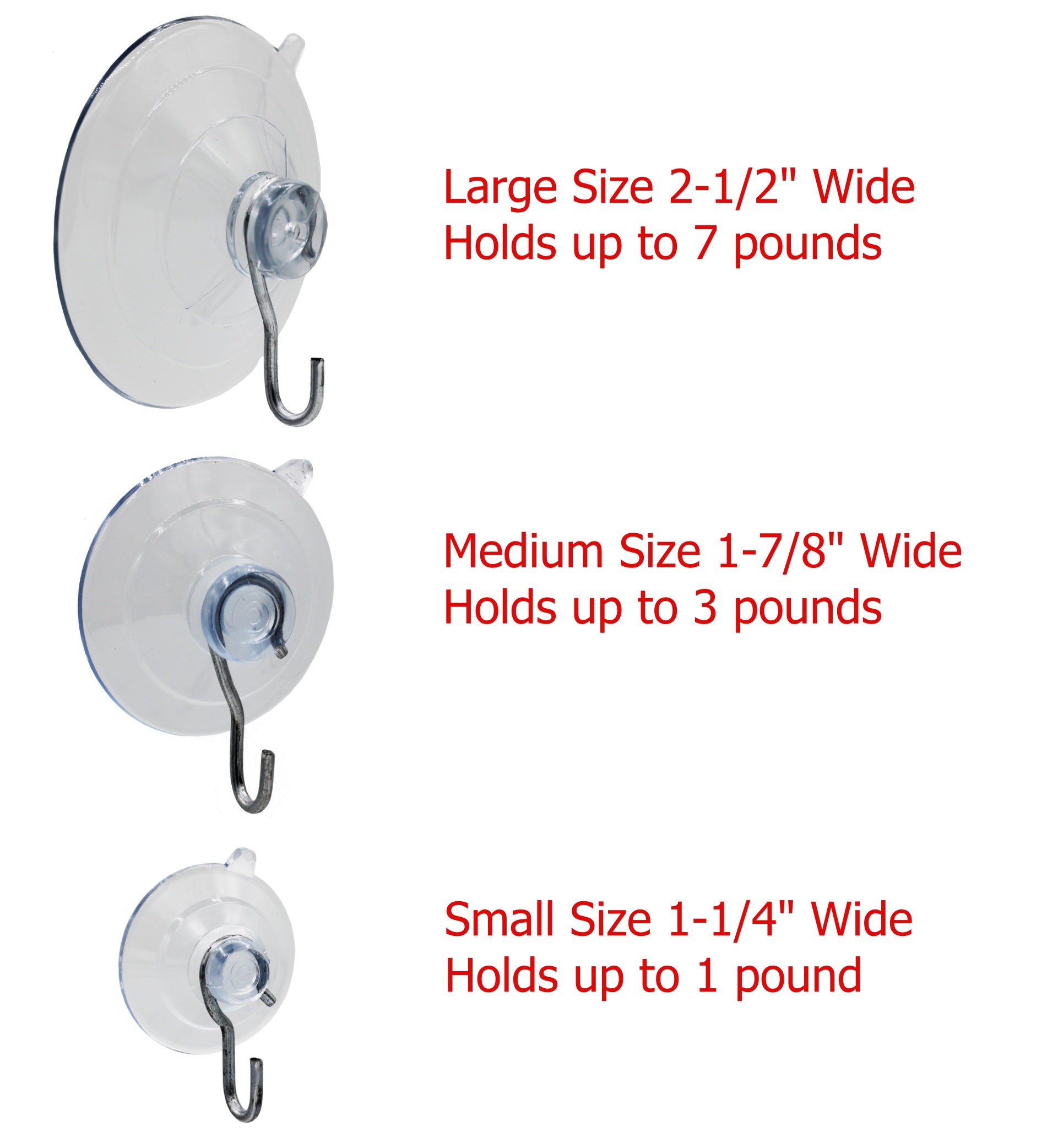 Suction Cup Hooks Combo Pack, 10 Pack, Powerful Window Hanging Suction Cups for - side view