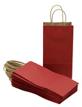 Small Paper Gift Handle Bags, 5.25" x 3" x 8.5" Size, Deep Red, 24 Piece