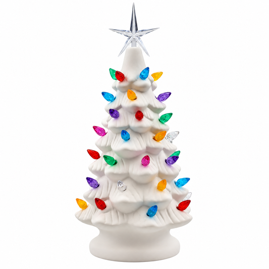 Creative Hobbies 11 Inch Ceramic Bisque Christmas Tree with Light Kit