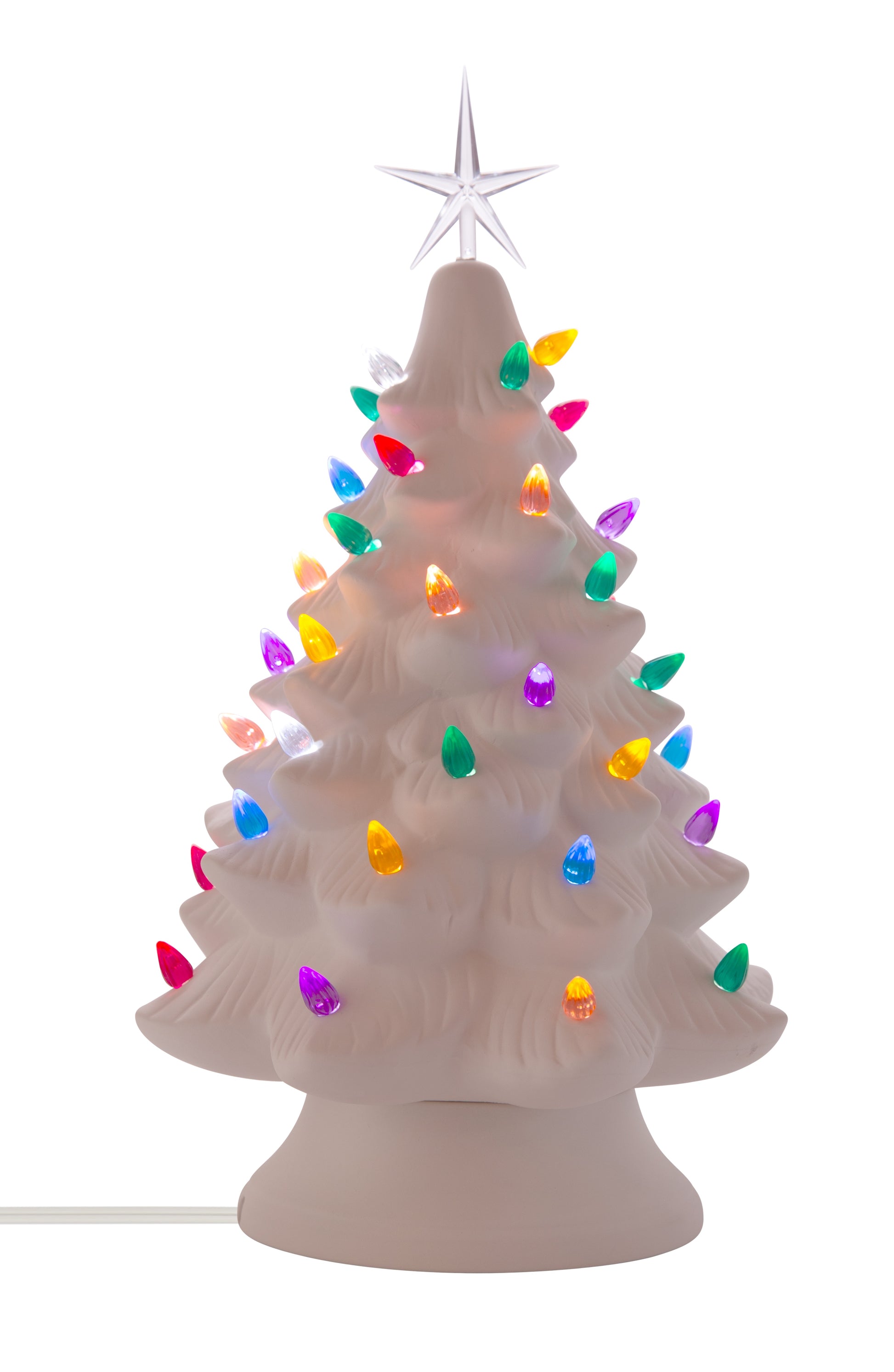 Ceramic Bisque - Ready to Paint - Large Christmas Tree & Base - Light Up! - - detail