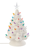 Ceramic Bisque - Ready to Paint - Large Christmas Tree & Base - Light Up! - Electrical Cord, Bulb, Multi-colored Twists, & Star Included.