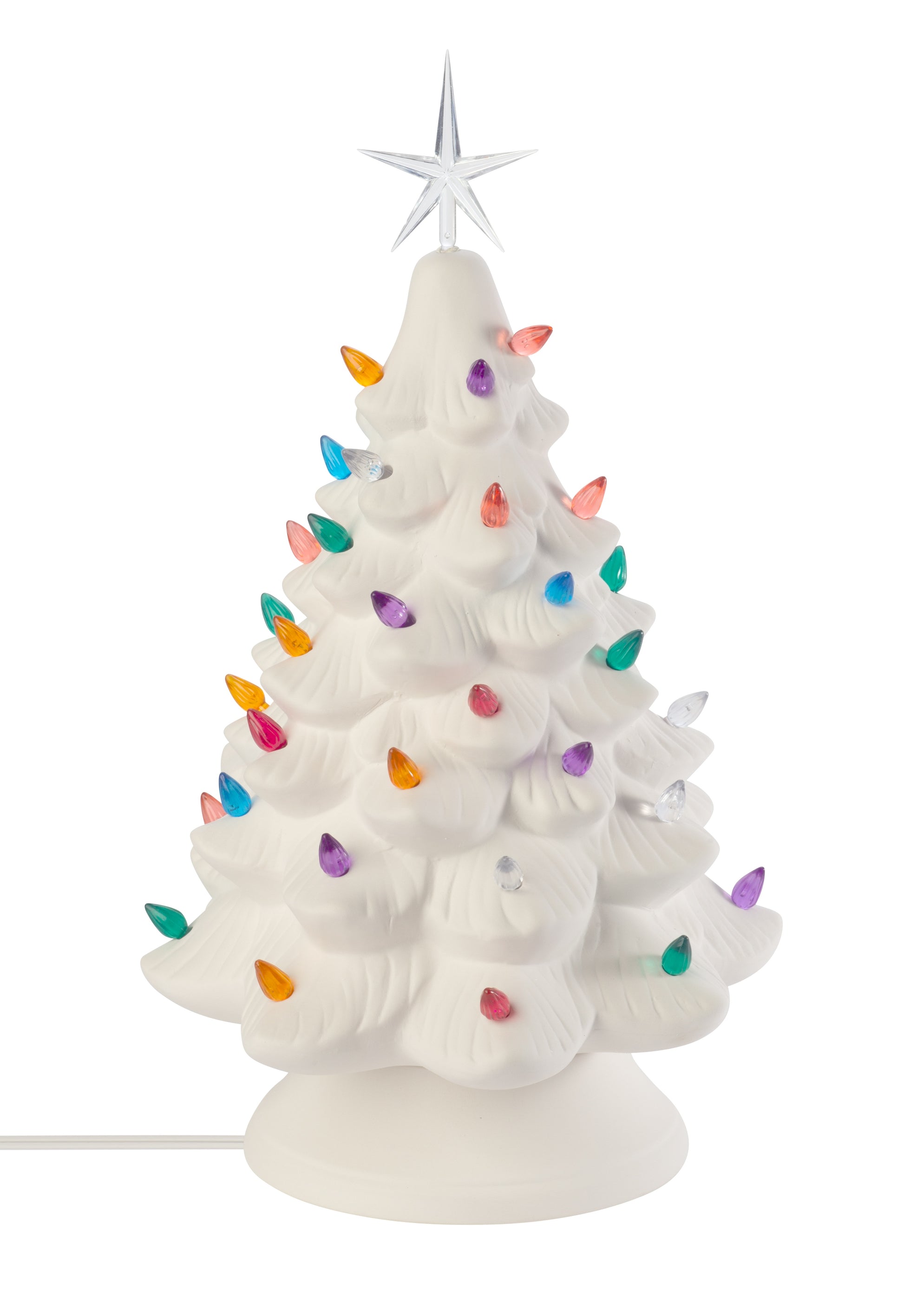 Ceramic Bisque - Ready to Paint - Large Christmas Tree & Base - Light Up! - - plastic