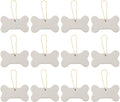 Ready to Paint DIY Ceramic Bisque Bone Shape Ornaments with Hanger for Christmas Tree and Holiday Decoration | 12 Pack