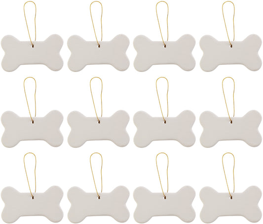 Ready to Paint DIY Ceramic Bisque Bone Shape Ornaments with Hanger for - for christmas