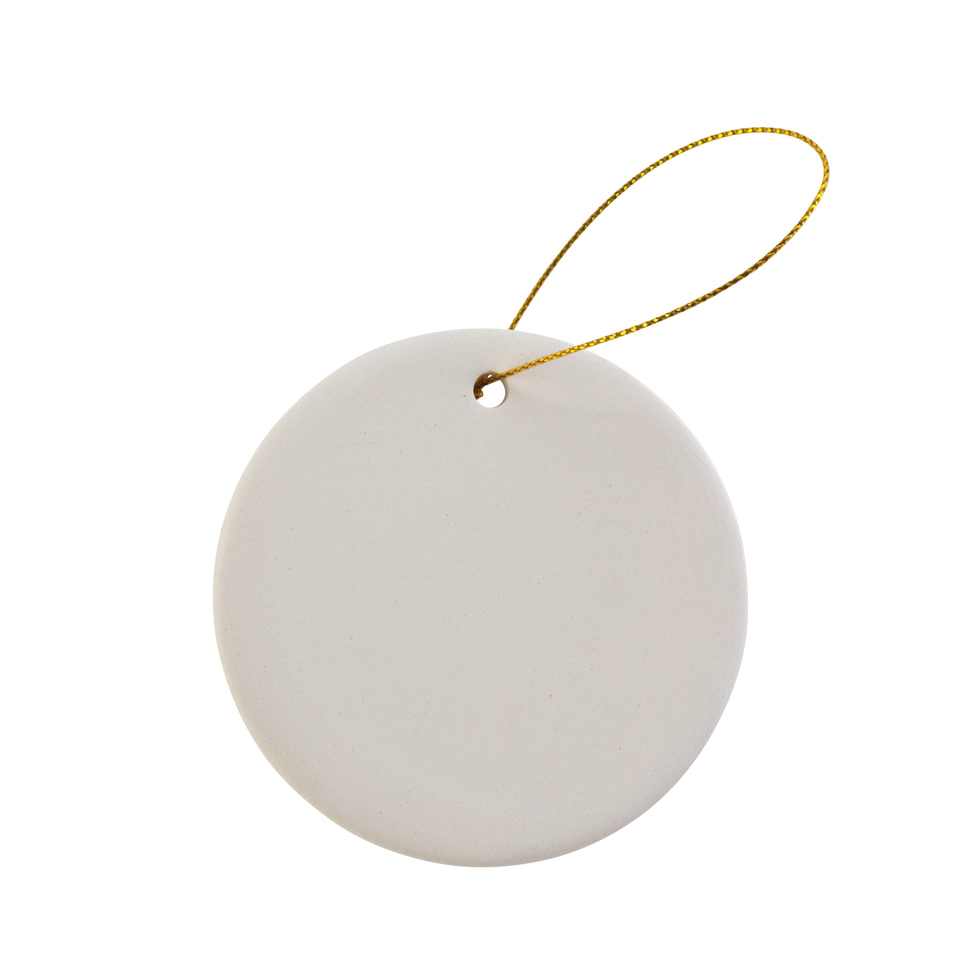 Ready to Paint DIY Ceramic Bisque Round Circle Ornaments with Hanger for - close-up