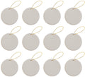 Ready to Paint DIY Ceramic Bisque Round Circle Ornaments with Hanger for Christmas Tree and Holiday Decoration | 12 Pack