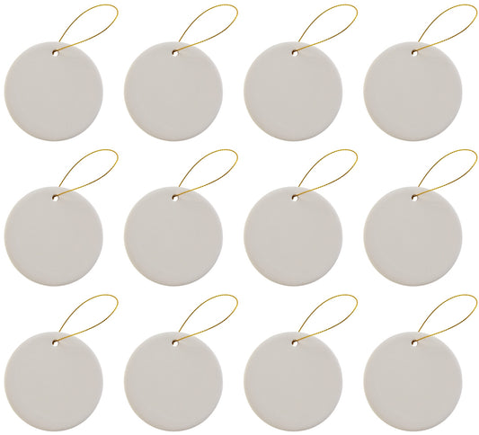 Ready to Paint DIY Ceramic Bisque Round Circle Ornaments with Hanger for - for christmas