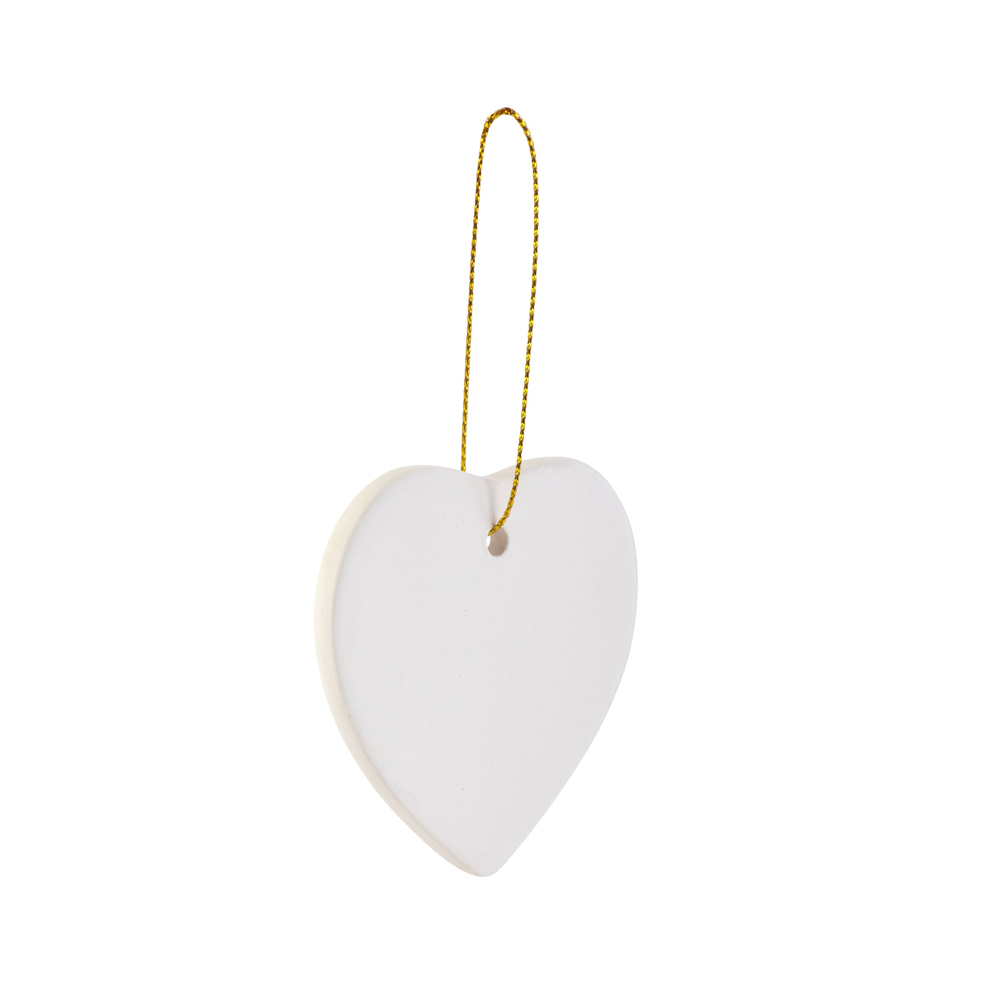 Ready to Paint DIY Ceramic Bisque Heart Ornaments with Hanger for Christmas - detail