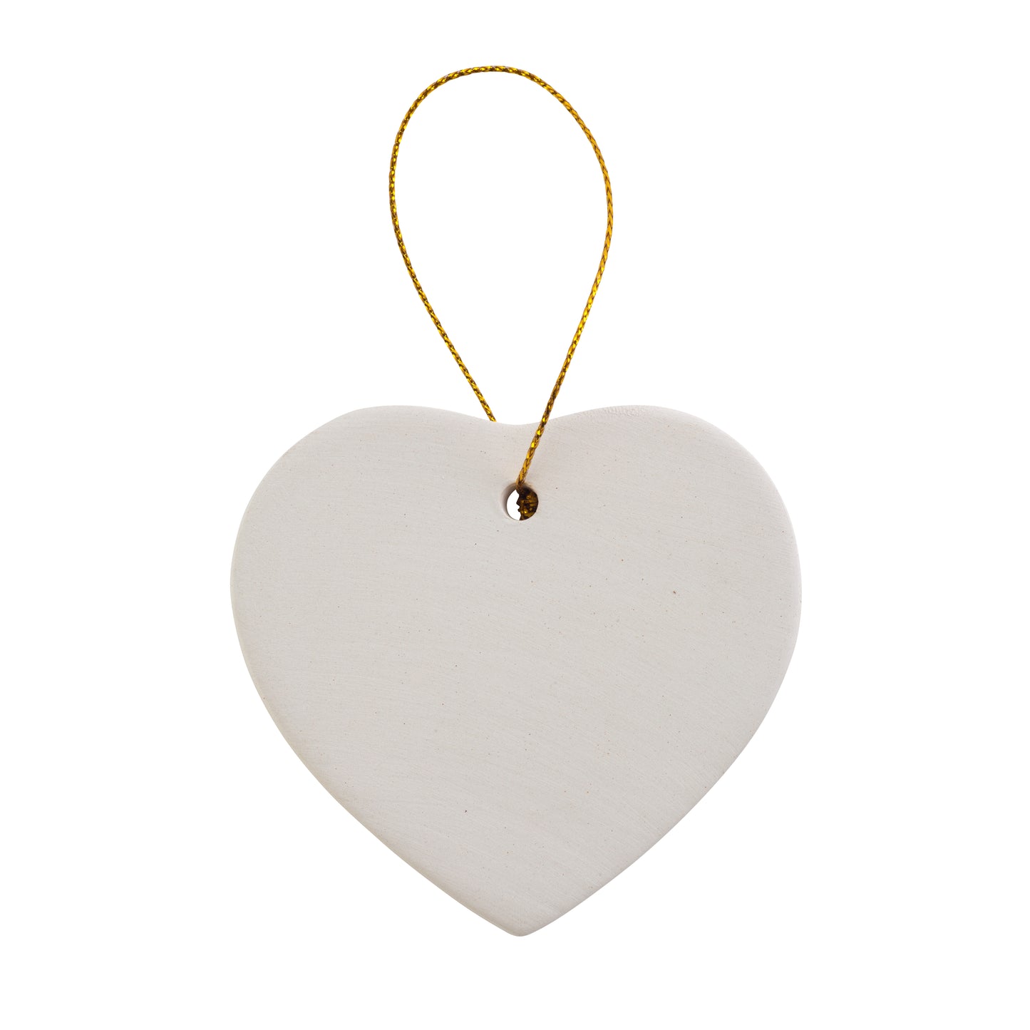 Ready to Paint DIY Ceramic Bisque Heart Ornaments with Hanger for Christmas - close-up