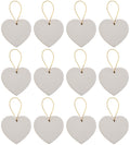 Ready to Paint DIY Ceramic Bisque Heart Ornaments with Hanger for Christmas Tree and Holiday Decoration | 12 Pack