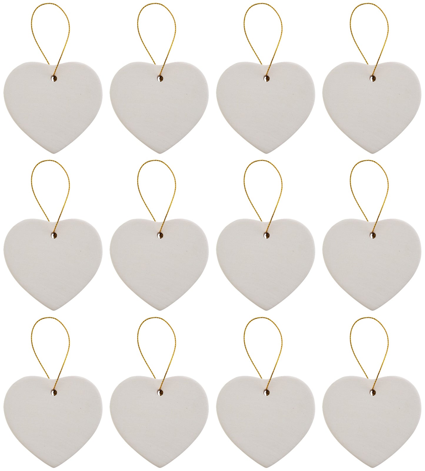 Ready to Paint DIY Ceramic Bisque Heart Ornaments with Hanger for Christmas