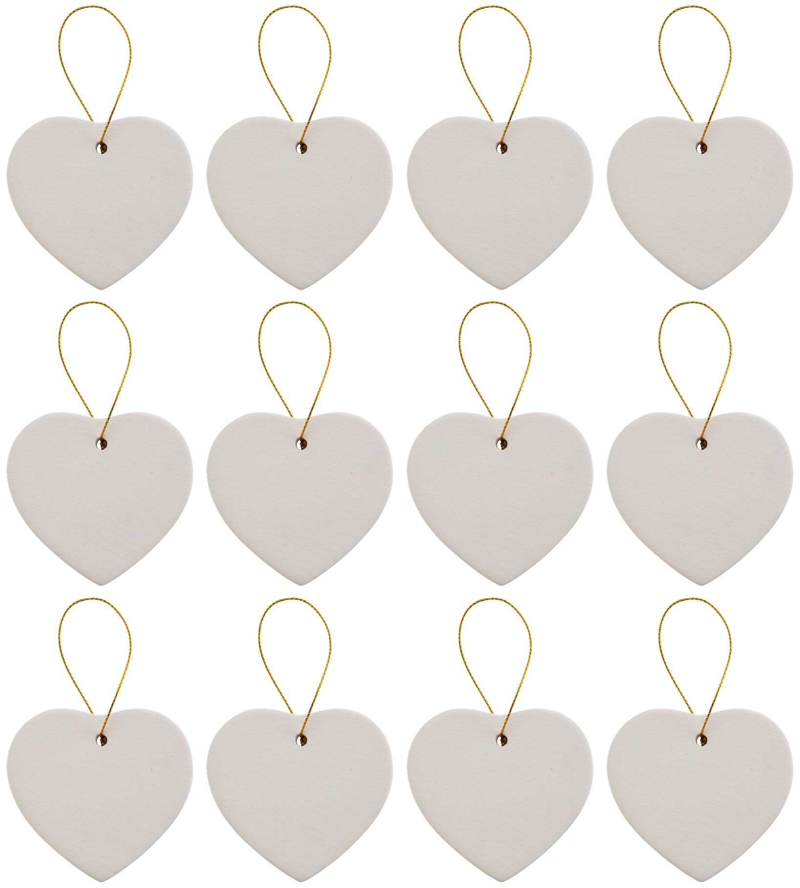 Ready to Paint DIY Ceramic Bisque Heart Ornaments with Hanger for Christmas