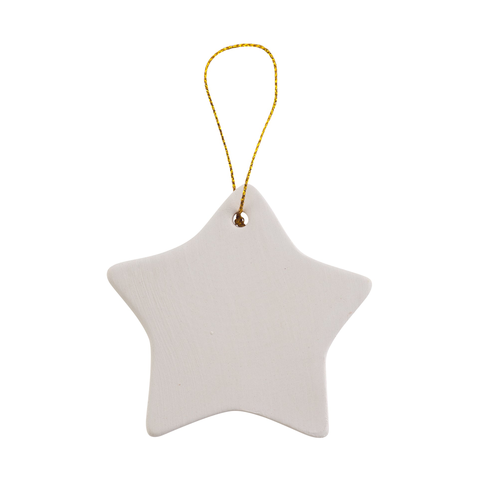 Ready to Paint DIY Ceramic Bisque Star Shaped Ornaments with Hanger for - close-up