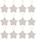 Ready to Paint DIY Ceramic Bisque Star Shaped Ornaments with Hanger for Christmas Tree and Holiday Decoration | 12 Pack