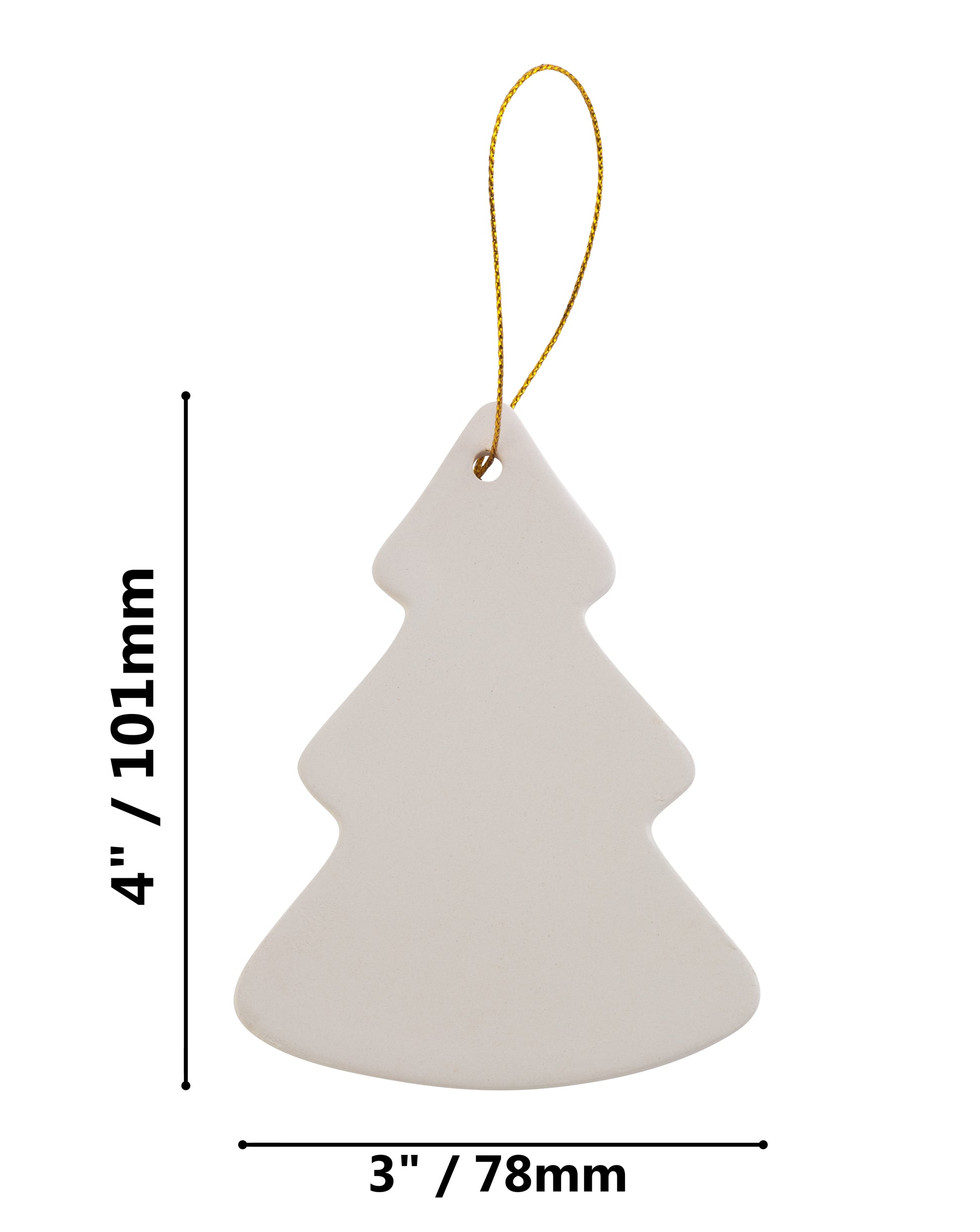 Ready to Paint DIY Ceramic Bisque Tree Shape Ornaments with Hanger for - side view