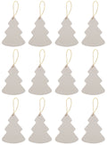 Ready to Paint DIY Ceramic Bisque Tree Shape Ornaments with Hanger for Christmas Tree and Holiday Decoration | 12 Pack