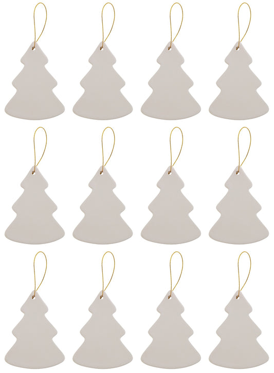 Ready to Paint DIY Ceramic Bisque Tree Shape Ornaments with Hanger for - for christmas
