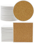 24 Pack of Ceramic Tiles for Crafts and Coasters - 4" Tiles with Cork Backers, 12 Round and 12 Square
