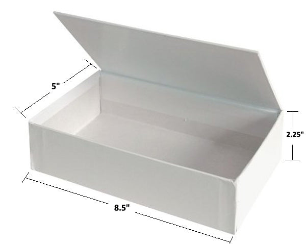 Ready to Decorate White Paperboard Box with Hinged Lid, 8.5 x 5 x 2.25 Inches - side view