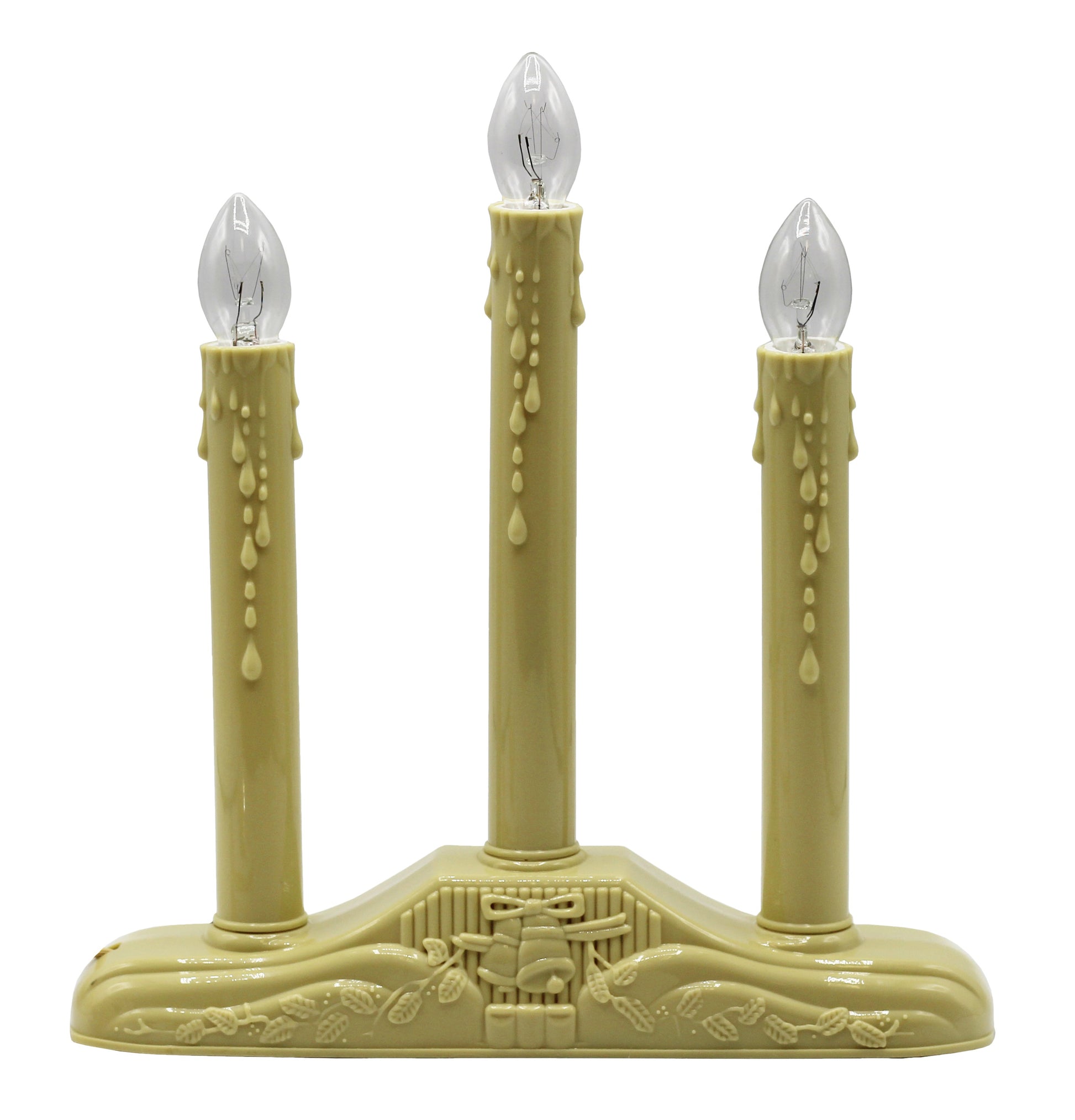 3 Light Electric Candolier Indoor Christmas Candle Lamp, Ivory Plastic with - for night light