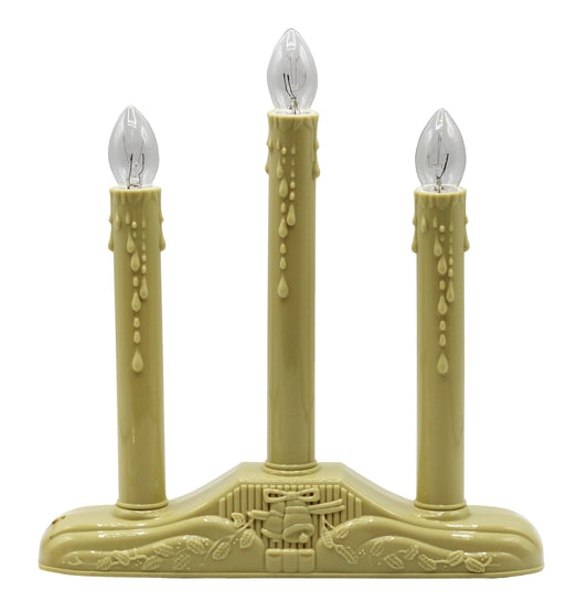 3 Light Electric Candolier Indoor Christmas Candle Lamp, Ivory Plastic with - for night light