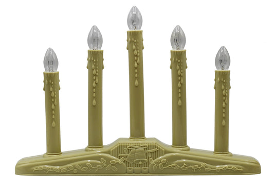 5 Light Electric Candolier Indoor Christmas Candle Lamp, Ivory Plastic with - for night light