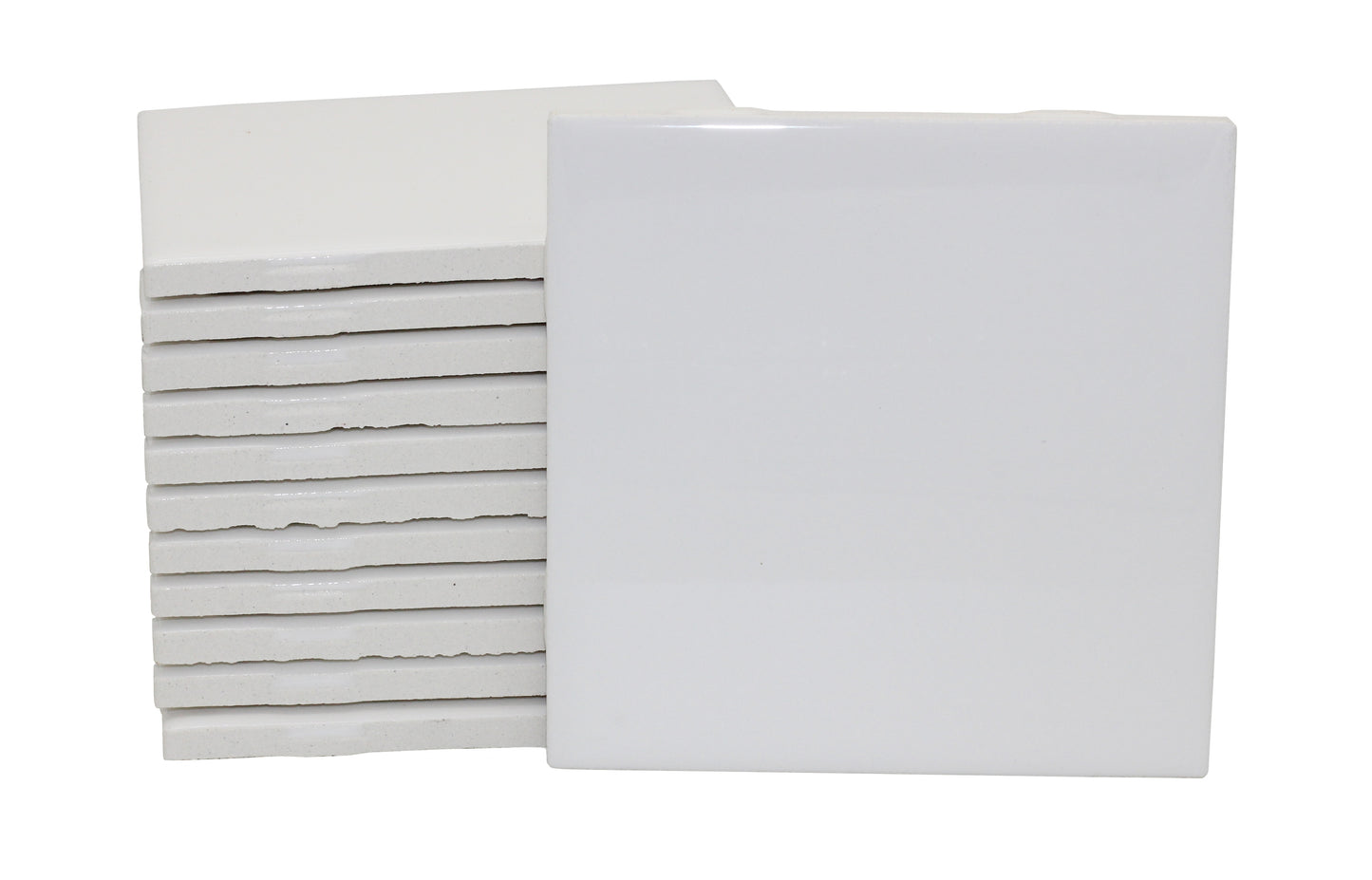 12 Pack of Glossy White Glazed Ceramic Tiles - 4.25" x 4.25"