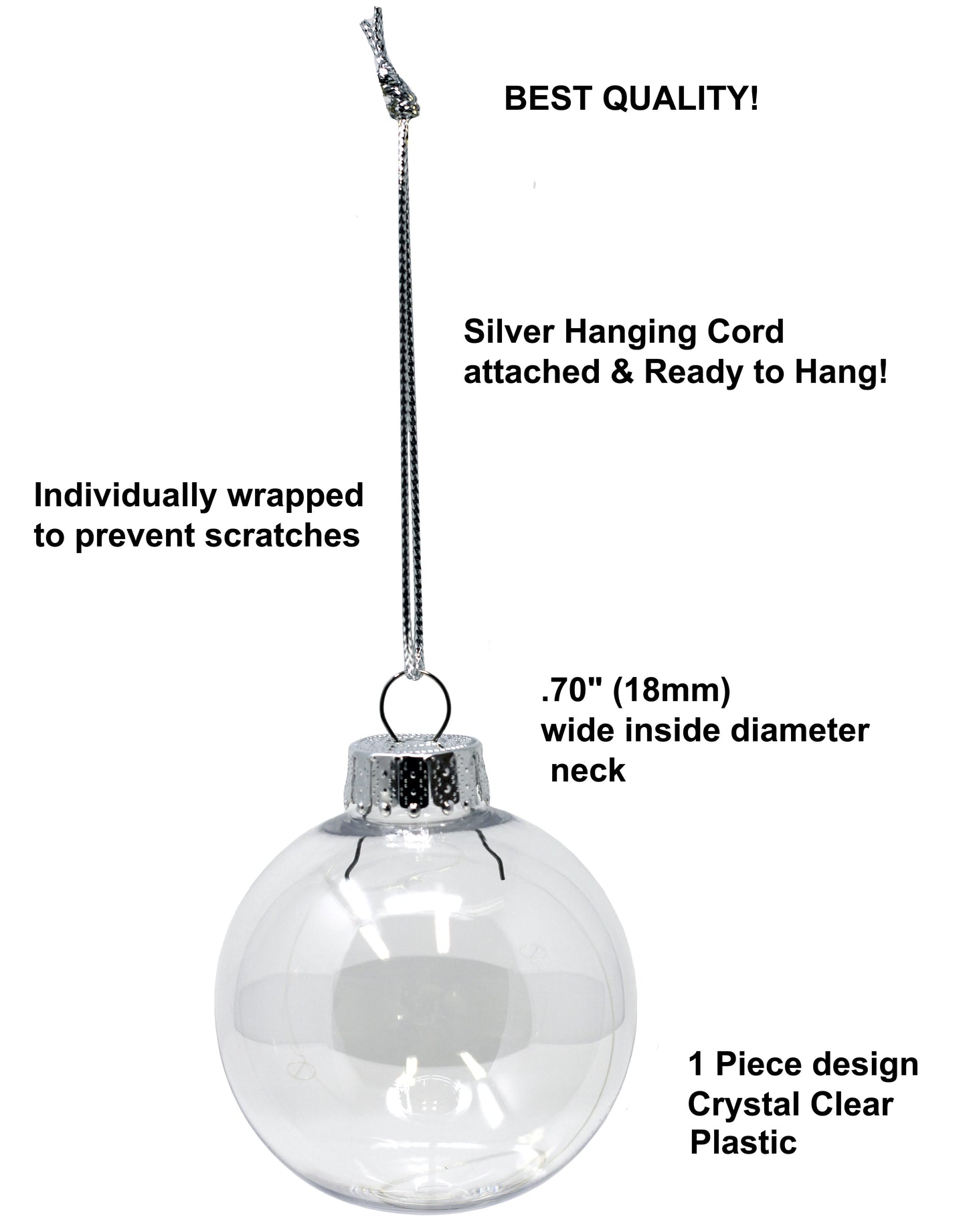 Clear Plastic Round Disc Ornaments 80mm (3.15") Great For Crafts - Box of 12 - detail