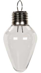 12 Pack -Clear Plastic Light Bulb Shape Christmas Ornaments - 100mm (4 Inch) - side view