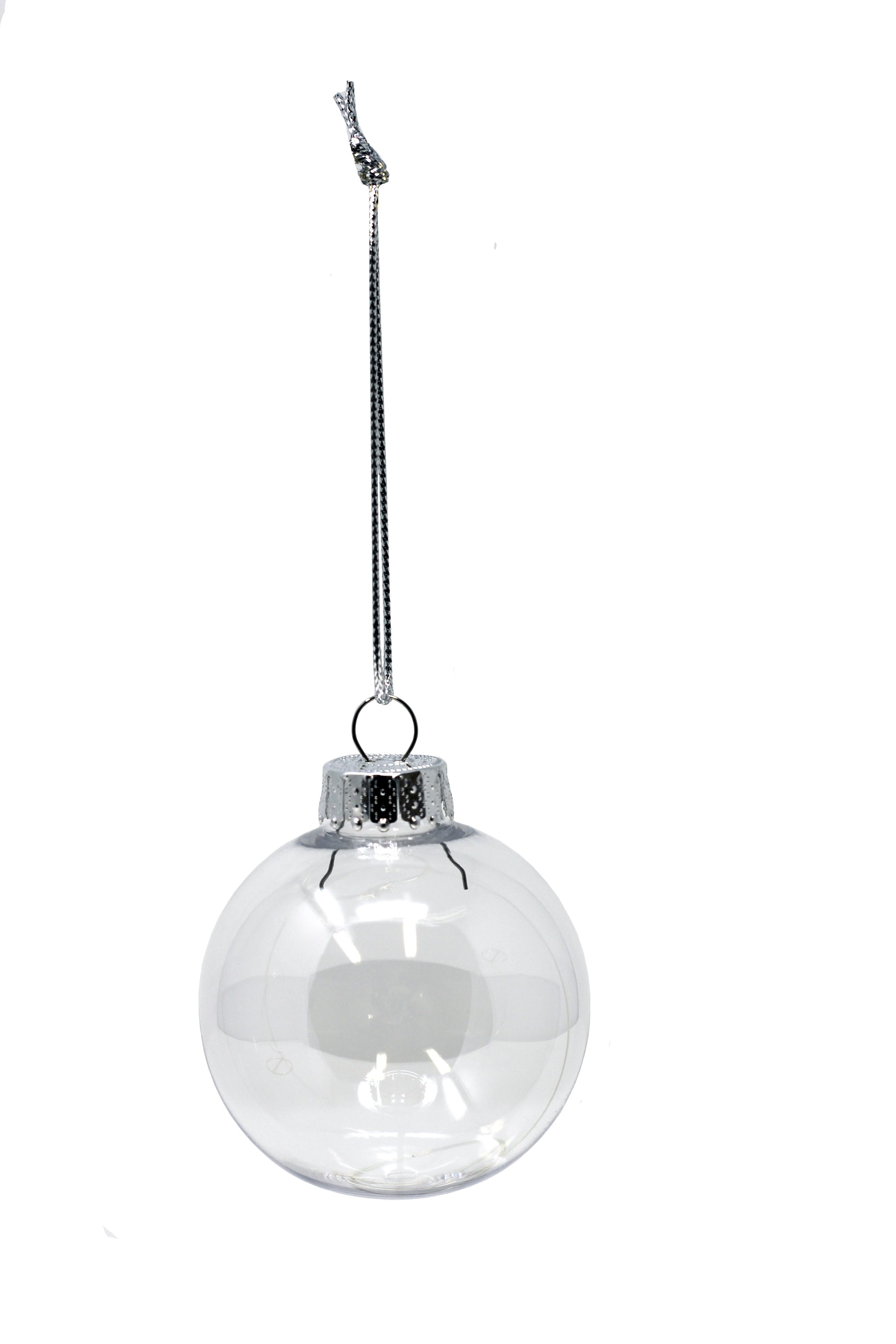 25 pack -67mm (2-5/8 Inch) Round Clear Plastic Ball Ornaments - glass