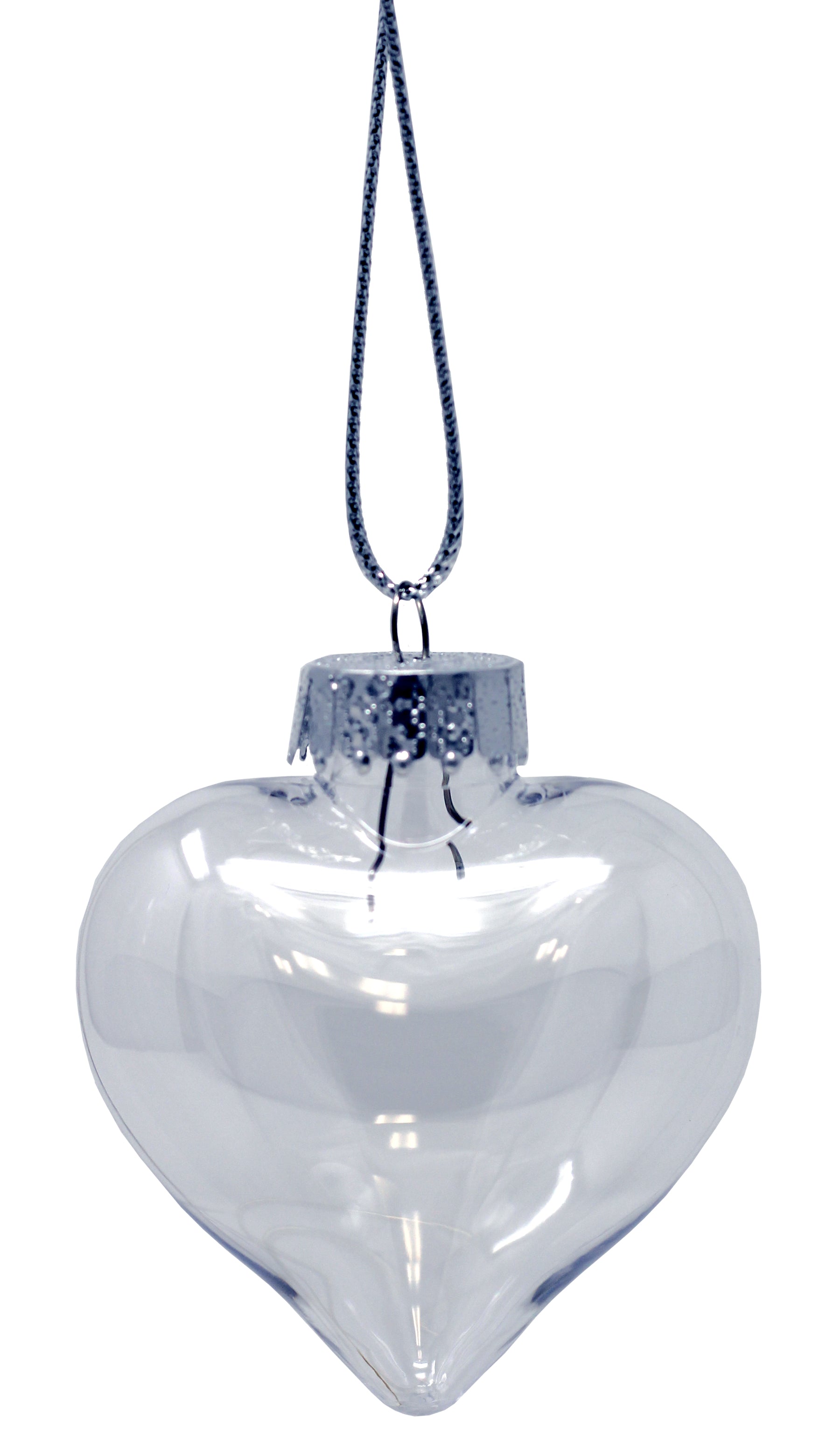 Bulk Pack of 24-Heart Shape Clear Plastic Christmas Ornaments 65mm (2-1/2 Inch) - glass, for diy