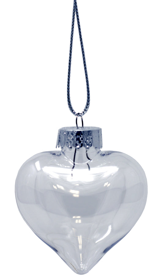 Bulk Pack of 24-Heart Shape Clear Plastic Christmas Ornaments 65mm (2-1/2 Inch) - glass, for diy