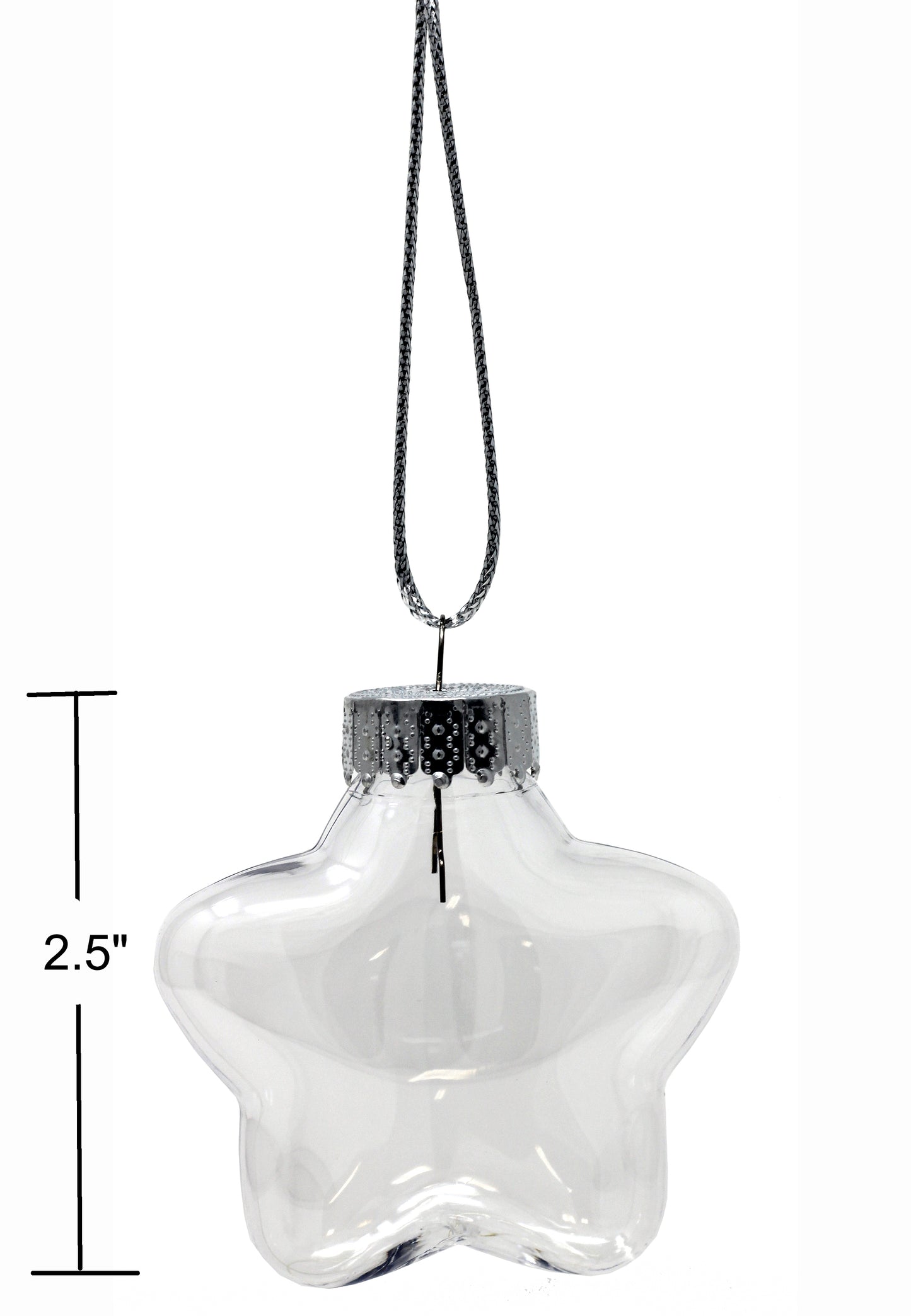Bulk Pack of 24-Star Shape Clear Plastic Christmas Ornaments 65mm (2-1/2 Inch) - detail