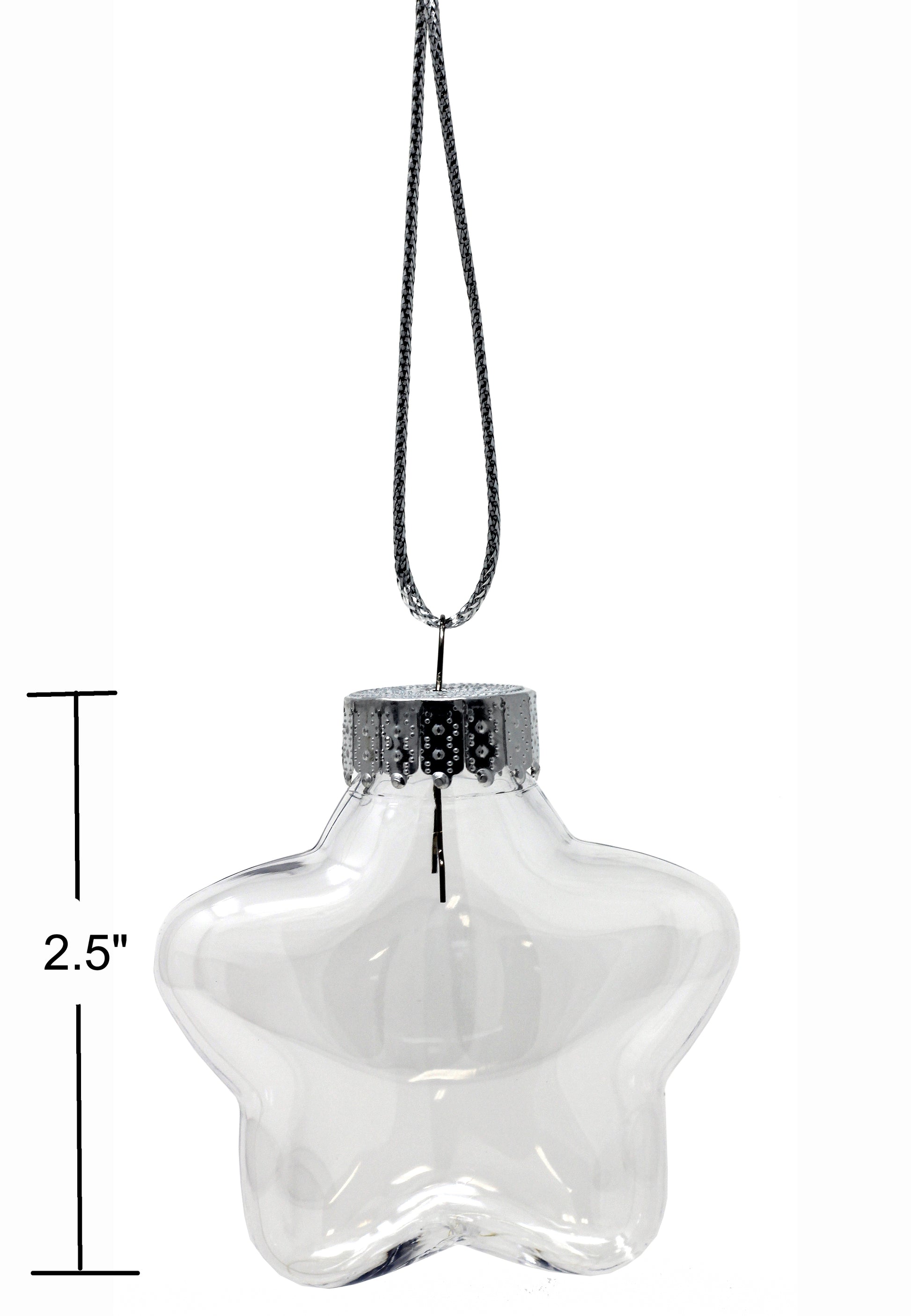 Bulk Pack of 24-Star Shape Clear Plastic Christmas Ornaments 65mm (2-1/2 Inch) - detail