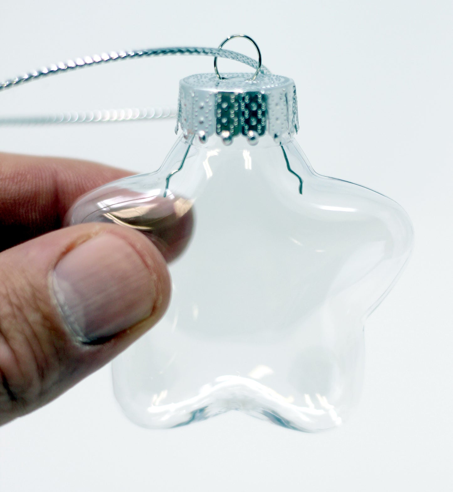 Bulk Pack of 24-Star Shape Clear Plastic Christmas Ornaments 65mm (2-1/2 Inch) - side view