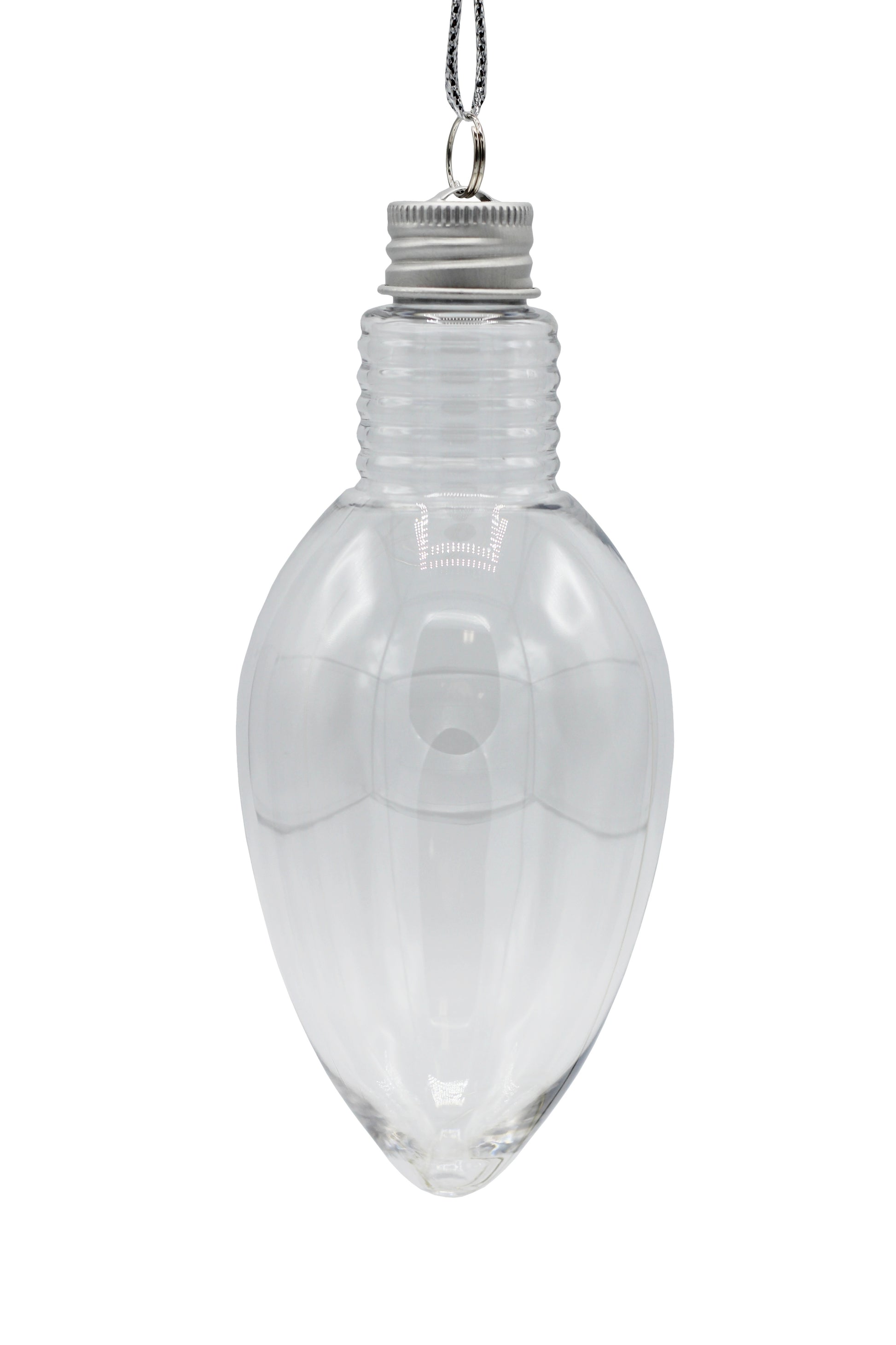 12 Pack - 5.5 Inch Christmas Light Bulb Ornament, Clear Plastic Fillable DIY - side view