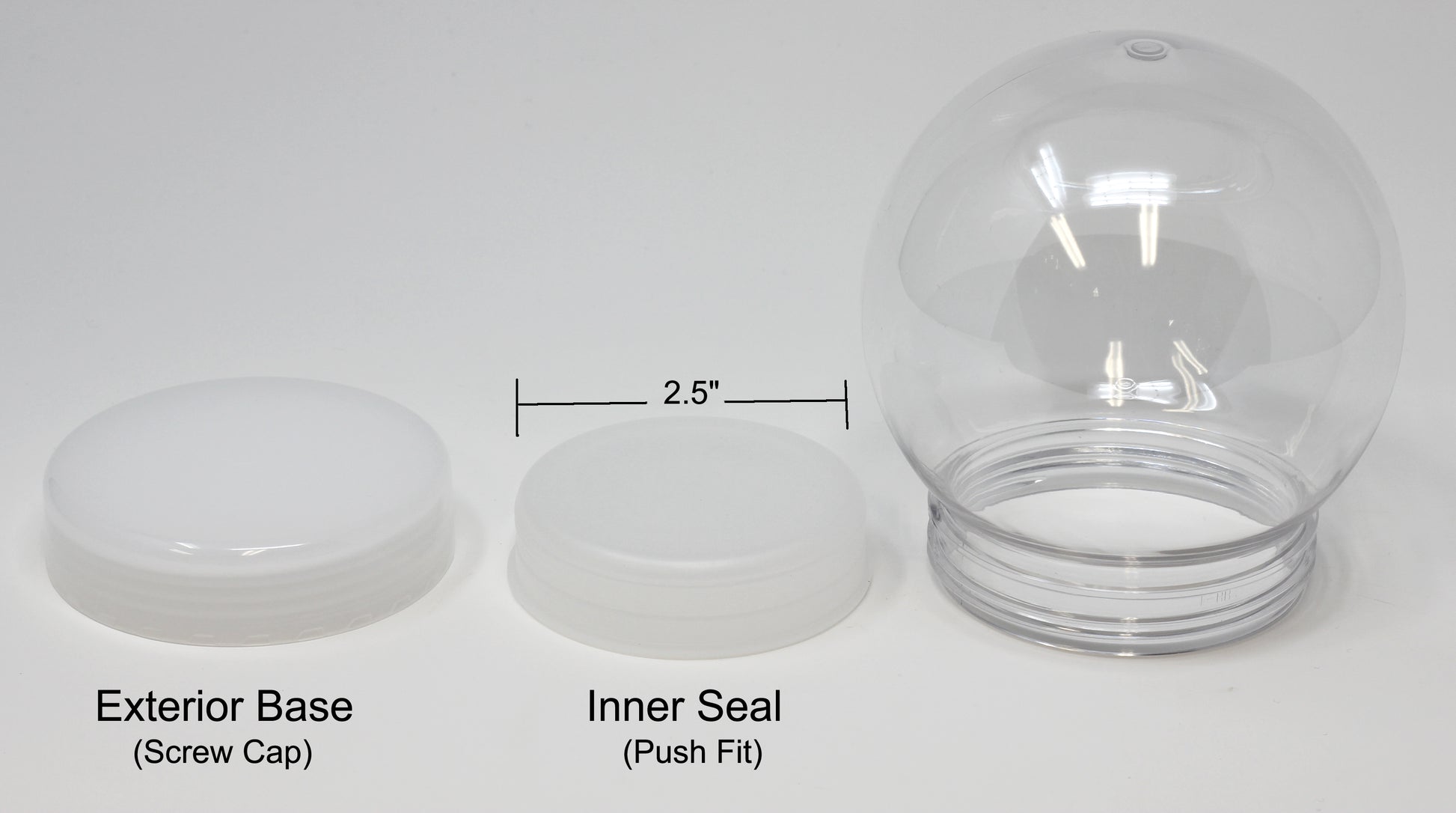36 Pack - DIY Water Globe Snow Globe 5 Inch (130mm) Diameter , Clear PET - side view