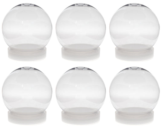 4 Inch DIY Clear Plastic Water Globe Snow Globe with Screw Off Cap - 6 Pack - for craft