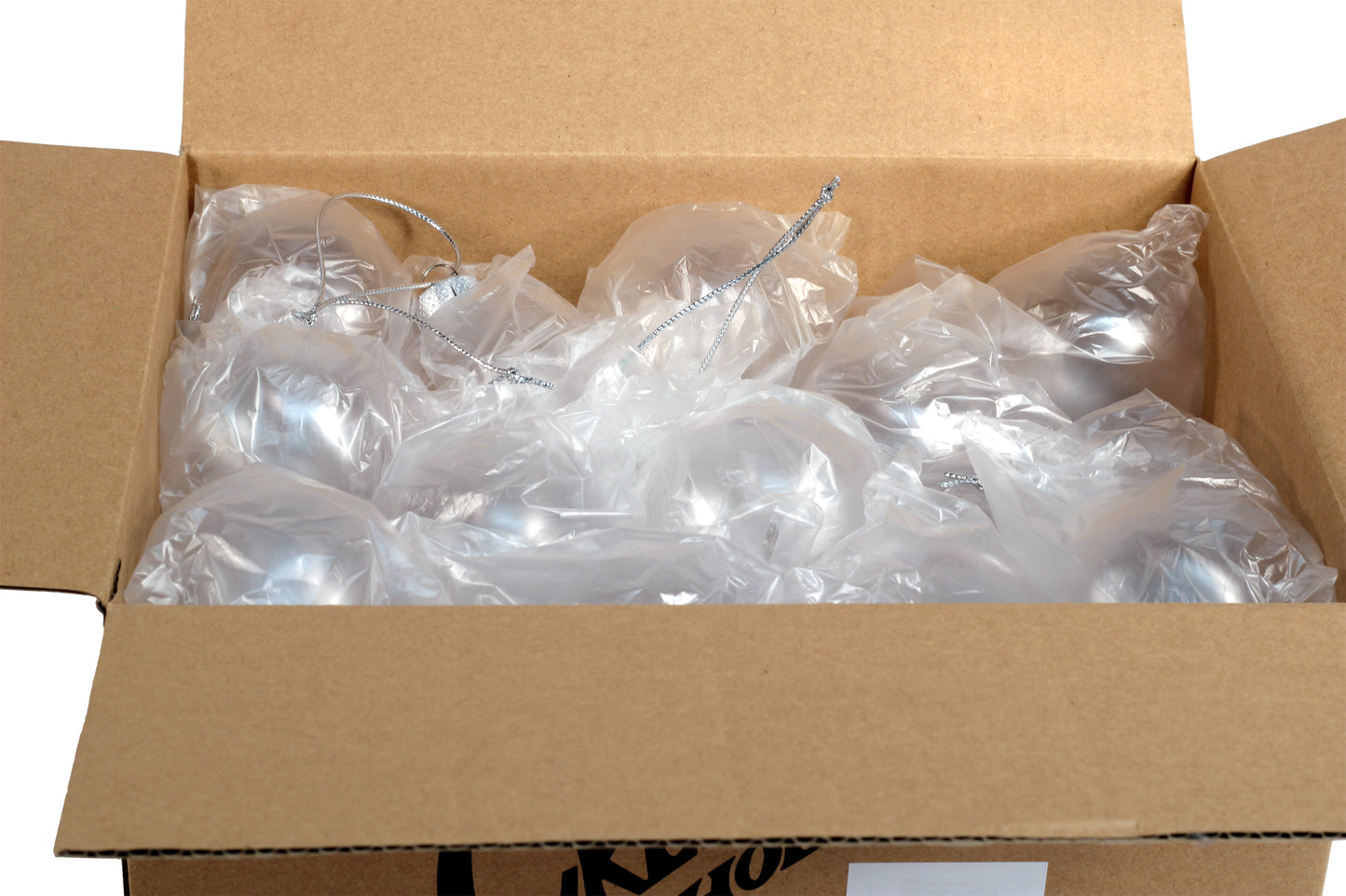 12 Pack -Clear Plastic Light Bulb Shape Christmas Ornaments - 100mm (4 Inch) - detail
