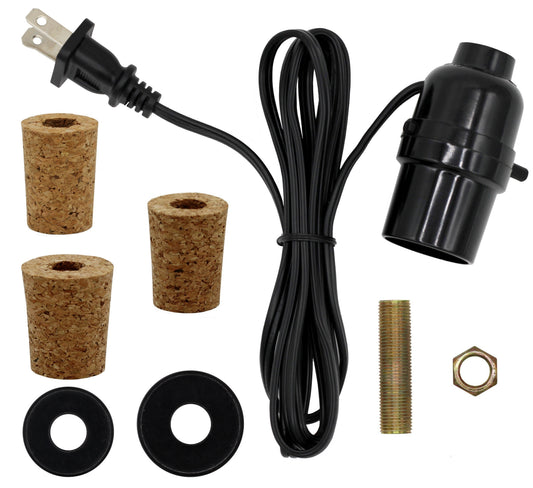 Pre-Wired Bottle Lamp Kit, Easily Convert Any Bottle Into A Lamp, DIY No Drilling Required | Black