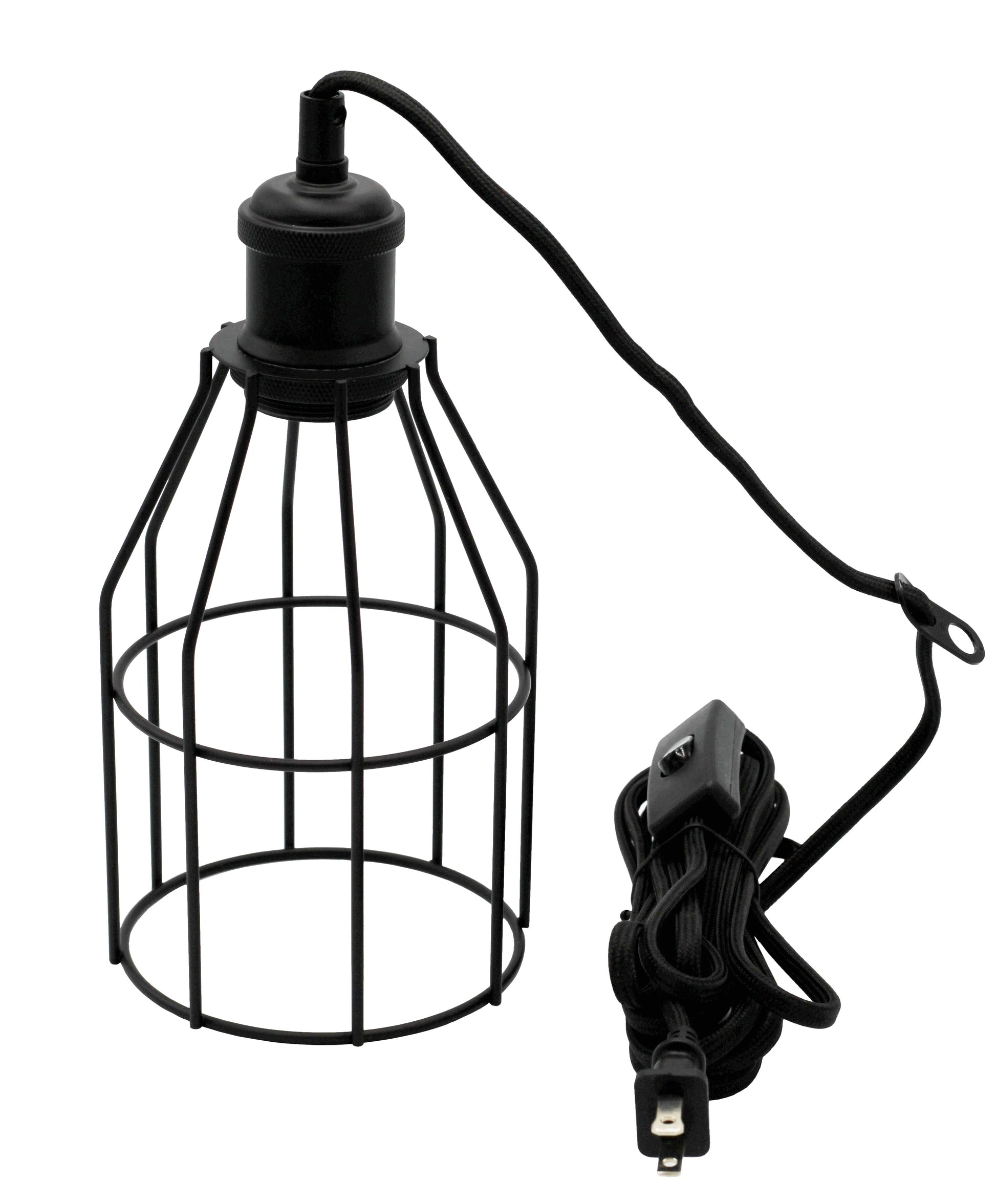 Industrial Hanging Pendant Light with Plug in Cord, Vintage Wire Cage Lamp for - view 7