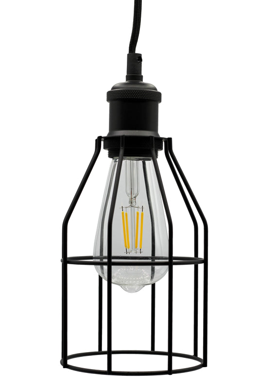 Industrial Hanging Pendant Light with Plug in Cord, Vintage Wire Cage Lamp for - metal