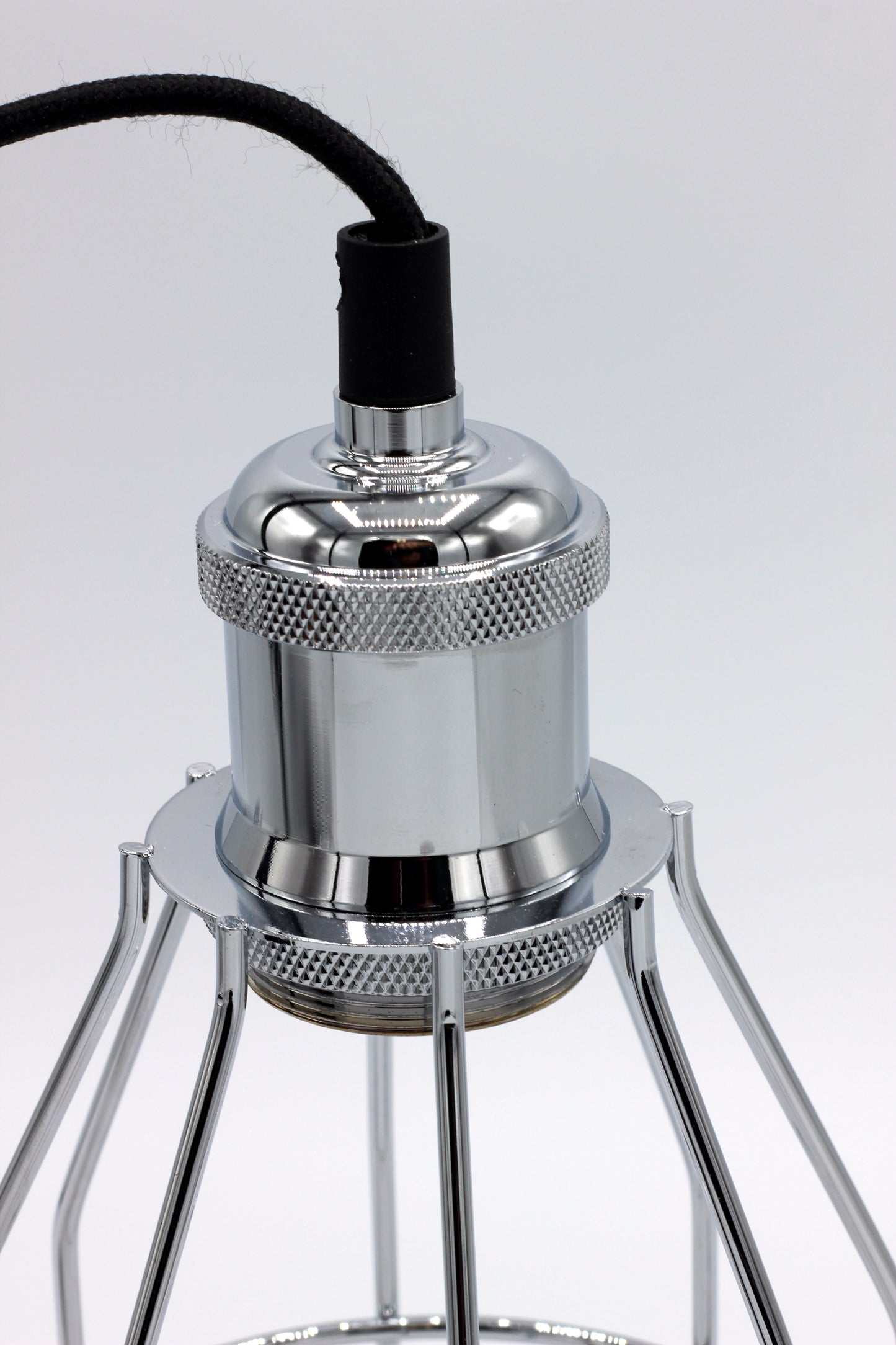 Industrial Hanging Pendant Light with Plug in Cord, Vintage Wire Cage Lamp for - side view