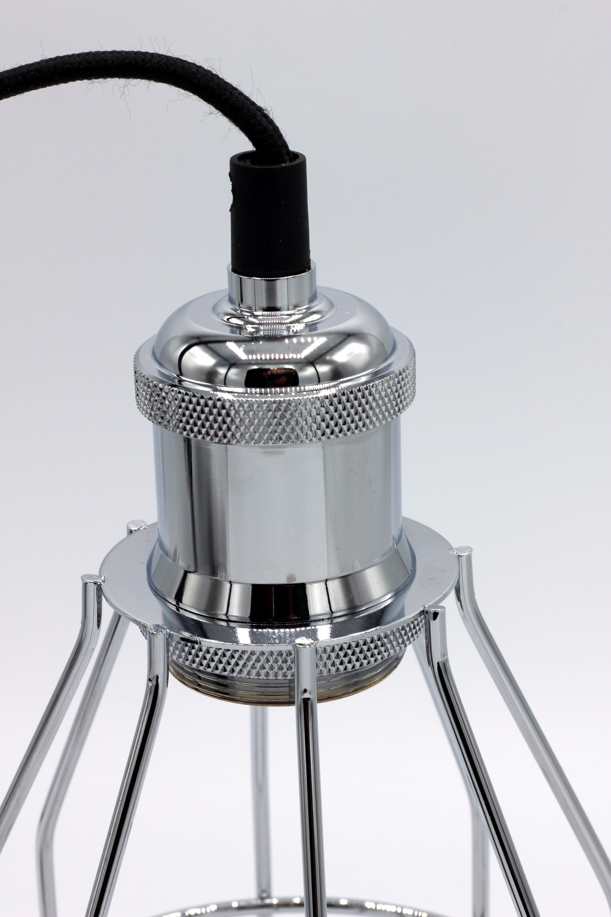 Industrial Hanging Pendant Light with Plug in Cord, Vintage Wire Cage Lamp for - side view