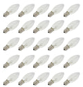 25 Pack C9 Clear Replacement Bulbs for Christmas Lights, E17 C9 Intermediate Base, 7 Watt, Cool White, Transparent, Cool White